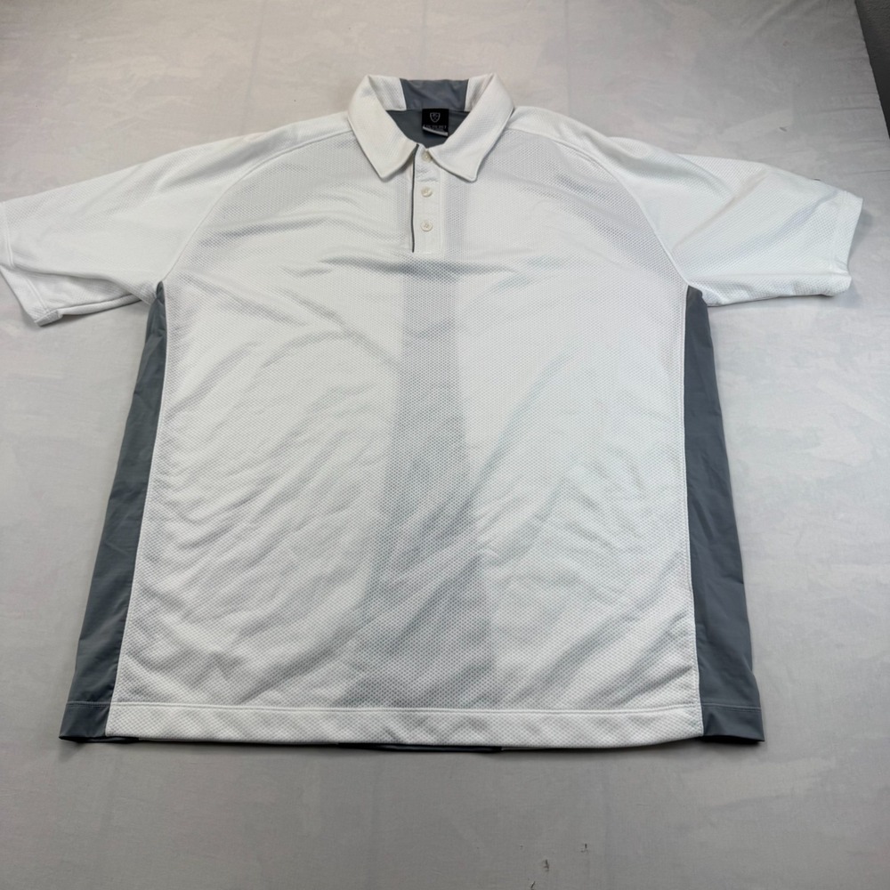 Nike Sphere React Golf Polo Shirt Mens XXL White Gray Colorblock Short Sleeve